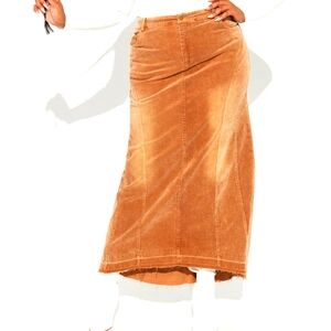 Vintage Tan Corduroy Midi Skirt